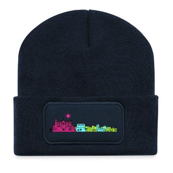Ligne d’horizon de la cathédrale de Palma de Majorque - Beanie recyclé à patch - bleu marine - Devant
