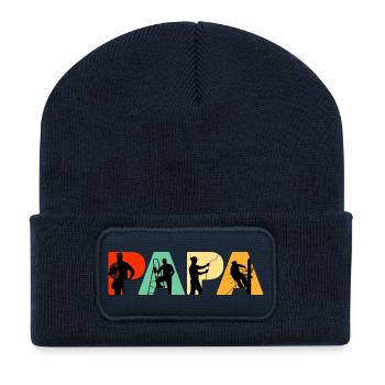 Papa Électricien Sparky Silhouette rétro - Beanie recyclé à patch - bleu marine - Devant