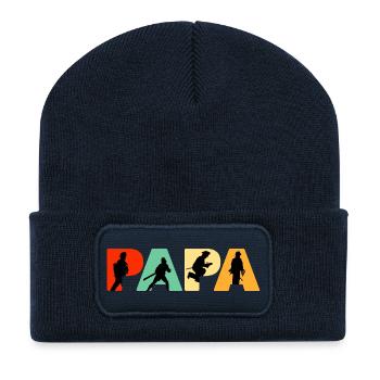 Papa Feuerwehrmann Retro Feuerwehrmann Held Papa - Recycelte Patch Beanie - French Navy - Vorne