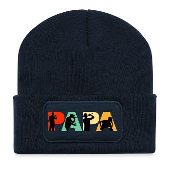 Papa Rapper Silhouette de musique hip-hop - Beanie recyclé à patch - bleu marine - Devant