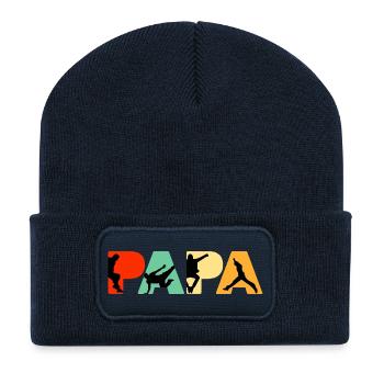 Papa de parkour Papa drôle et rétro qui fait du running libre - Beanie recyclé à patch - bleu marine - Devant