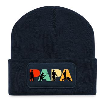 Bauarbeiter Papa Trade Silhouette Vater - Recycelte Patch Beanie - French Navy - Vorne