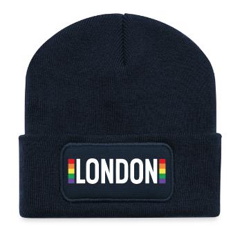 LONDON White Urban Rainbow - Recycled Patch Beanie - french navy - Front