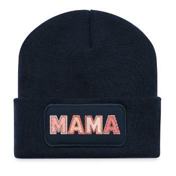 Mom Patchwork Shirt for Moms - Recycled Patch Beanie - french navy - Front