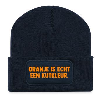 Oranje is echt een Kutkleur - Nederland - Niederla - Recycelte Patch Beanie - French Navy - Vorne