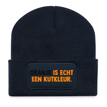 Oranje is echt een Kutkleur - Nederland - Niederla - Recycelte Patch Beanie - French Navy - Vorne