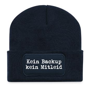 Kein Backup? Kein Mitleid! - Recycelte Patch Beanie - French Navy - Vorne