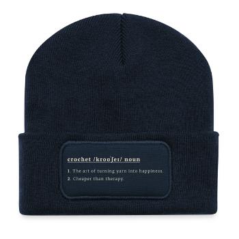 Crochet Definition – Turning Yarn Into Happiness - Beanie recyclé à patch - bleu marine - Devant
