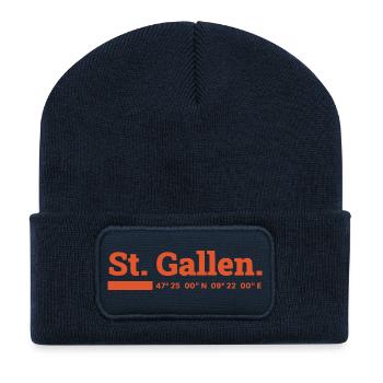 St Gallen Koordinaten - Recycelte Patch Beanie - French Navy - Vorne