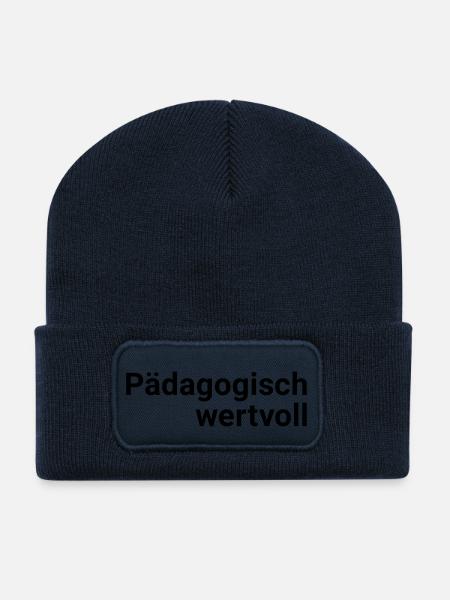 Pädagogisch wertvoll - Recycelte Patch Beanie - French Navy