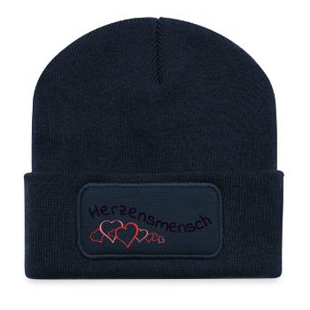 Herzensmensch - Recycelte Patch Beanie - French Navy - Vorne