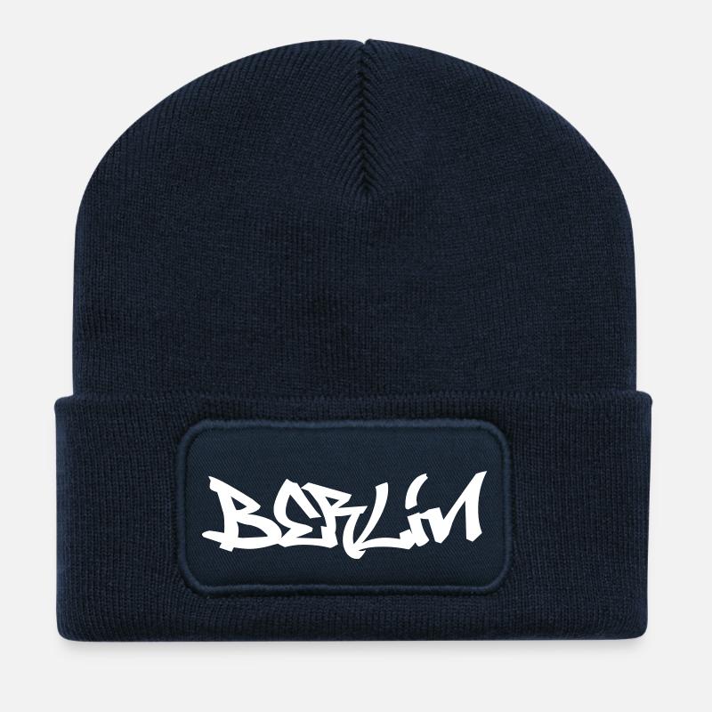 Berlin Graffiti - Beanie recyclé à patch - bleu marine