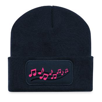 sound_musiknote__f2 - Beanie recyclé à patch - bleu marine - Devant