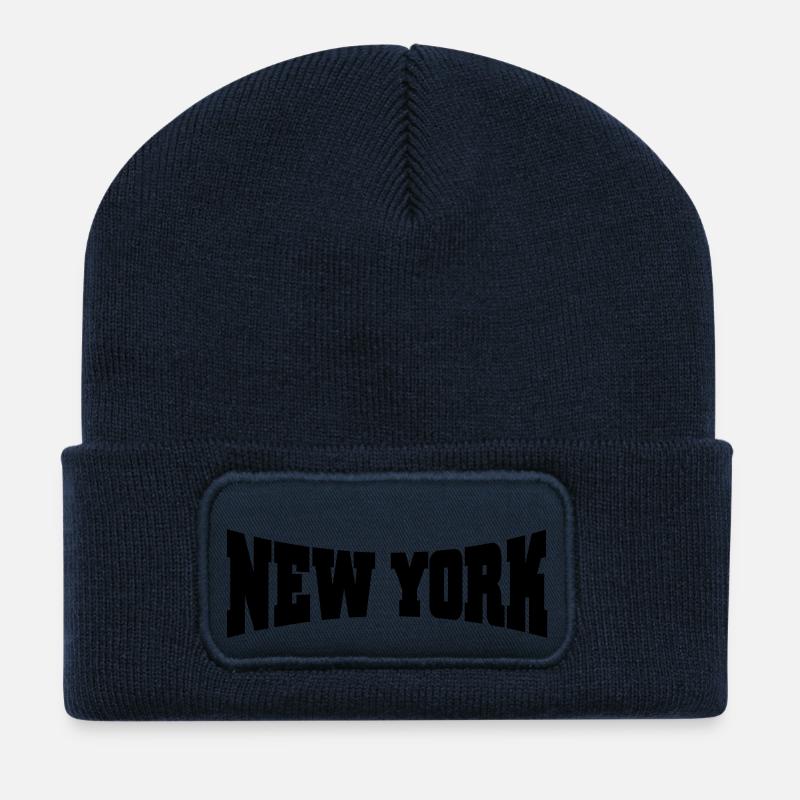 New York - Recycelte Patch Beanie - French Navy