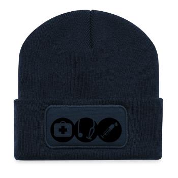 doktor_f1 - Beanie recyclé à patch - bleu marine - Devant