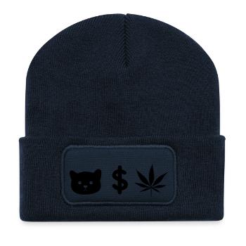 PUSSY MONEY WEED - Recycled Patch Beanie - french navy - Front