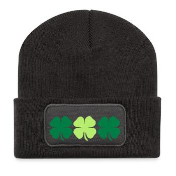 3 4 leaf clovers - Recycelte Patch Beanie - Dunkelgrau - Vorne