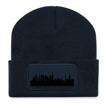 Frankfurt Skyline - Frankfurt Souvenirs - Recycelte Patch Beanie - French Navy - Vorne