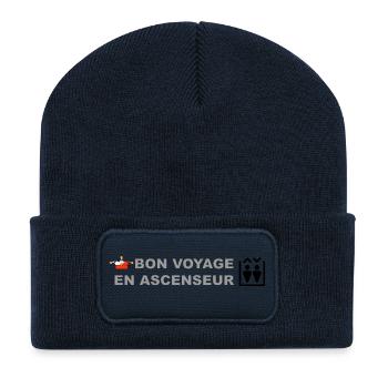 Bon voyage en ascenseur - Beanie recyclé à patch - bleu marine - Devant
