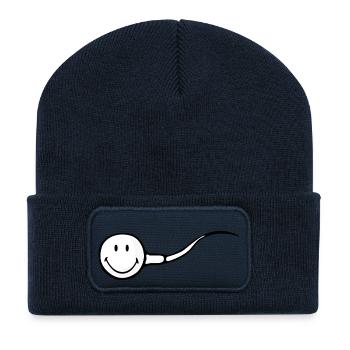 Smiley Sperm - Recycelte Patch Beanie - French Navy - Vorne