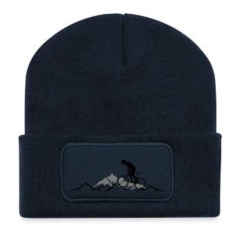 Sport Mountainbiker Berge - Recycelte Patch Beanie - French Navy - Vorne