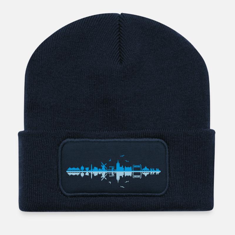 Skyline - Insel Usedom - Recycelte Patch Beanie - French Navy