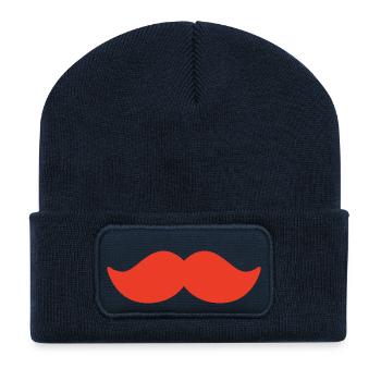 Red mustache man november bike - Recycled Patch Beanie - french navy - Front