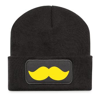 Yellow mustache man november bike - Recycled Patch Beanie - dark grey - Front