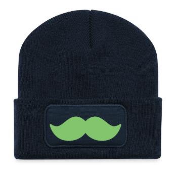 Moustache vert vif homme novembre vélo - Beanie recyclé à patch - bleu marine - Devant