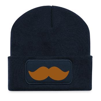 Rusty mustache brown brown man november bike - Recycled Patch Beanie - french navy - Front