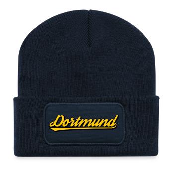 Dortmund Lettering Yellow Black - Recycled Patch Beanie - french navy - Front
