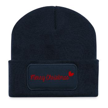 CHRISTMAS. MERRY CHRISTMAS. MERRY CHRISTMAS. NEW YEAR’S DAY - Recycled Patch Beanie - french navy - Front
