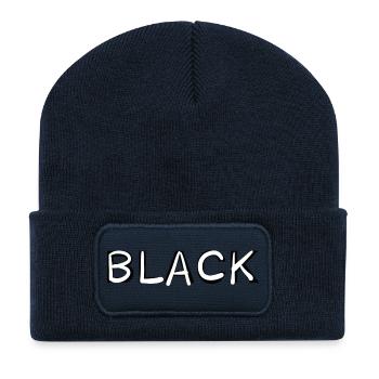 NOIR - Beanie recyclé à patch - bleu marine - Devant