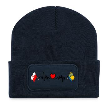 Cardio heart avec Flag Poland, Opole - Beanie recyclé à patch - bleu marine - Devant