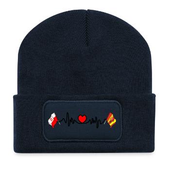 Cardio heart Flag Poland, flag Lodz - Recycled Patch Beanie - french navy - Front