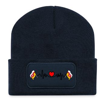Cardio de fréquence cardiaque pour Lubin - Beanie recyclé à patch - bleu marine - Devant
