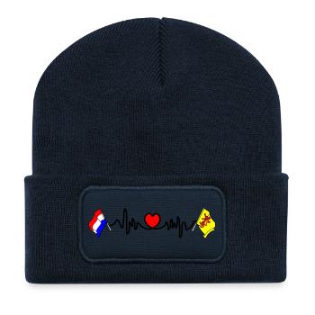 Cardio coeur Drapeau Pays-Bas, Hollande méridionale - Beanie recyclé à patch - bleu marine - Devant