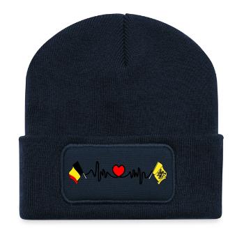 Cardio heart Drapeau de la Belgique, drapeau des Flandres - Beanie recyclé à patch - bleu marine - Devant