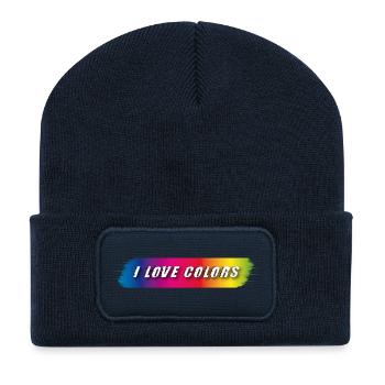 i love Colors - Recycelte Patch Beanie - French Navy - Vorne