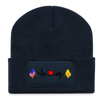 Cardio-Herz mit USA-Flagge und New Mexico-Flagge - Recycelte Patch Beanie - French Navy - Vorne