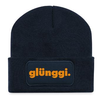 Glünggi. - Beanie recyclé à patch - bleu marine - Devant