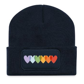 Hearts in Pastel and Vibrant Gradient - Recycled Patch Beanie - french navy - Front