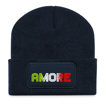 amore - Italie - Italie - Amour Amour Italien - Beanie recyclé à patch - bleu marine - Devant