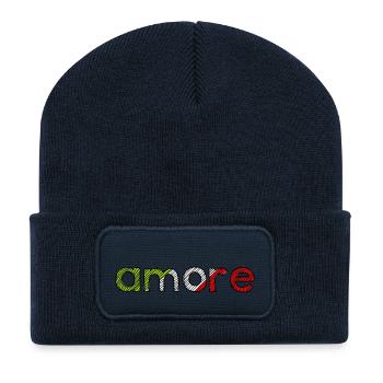 amore - Italia - Italy - Love Italian Love - Recycled Patch Beanie - french navy - Front