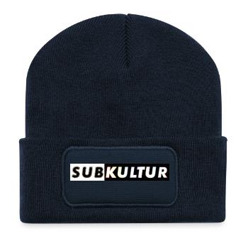 Subkultur Bass Outline - Recycelte Patch Beanie - French Navy - Vorne