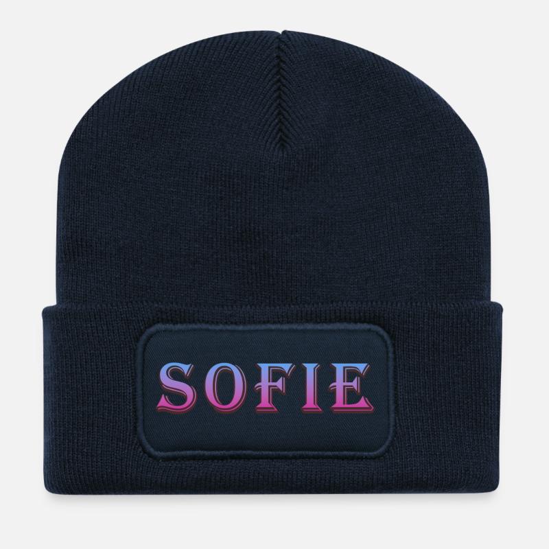 Farbenfroher 3D-Text mit Glitzereffekt - Recycelte Patch Beanie - French Navy