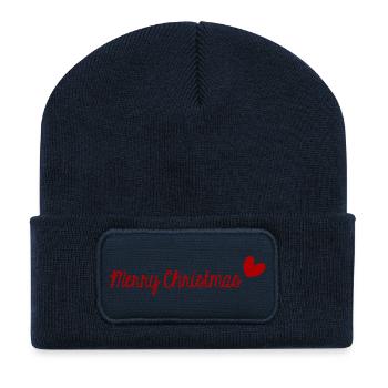 NOËL. JOYEUX NOËL. MERRY CHRISTMAS. PÈRE NOËL - Beanie recyclé à patch - bleu marine - Devant