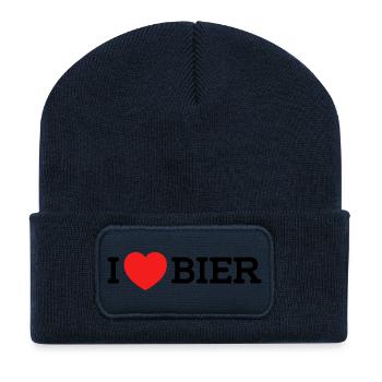 I love Bier (Farben änderbar) - Recycelte Patch Beanie - French Navy - Vorne
