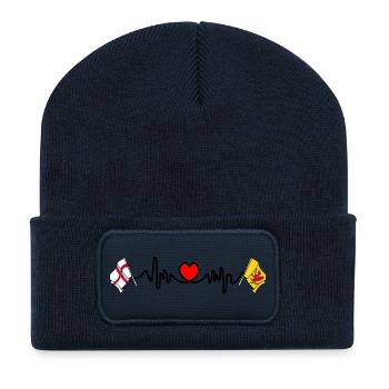 Drapeau du Somerset + battement de cœur + drapeau de l’Angleterre - Beanie recyclé à patch - bleu marine - Devant