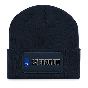 25 Erzurum Kennzeichen | Türkisches Kennzeichen - Recycelte Patch Beanie - French Navy - Vorne
